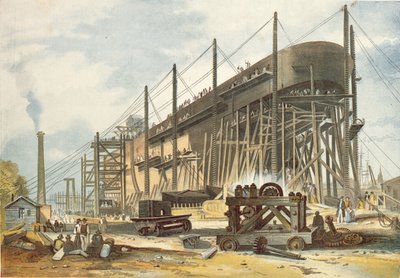 The Great Eastern on the Stocks by English School